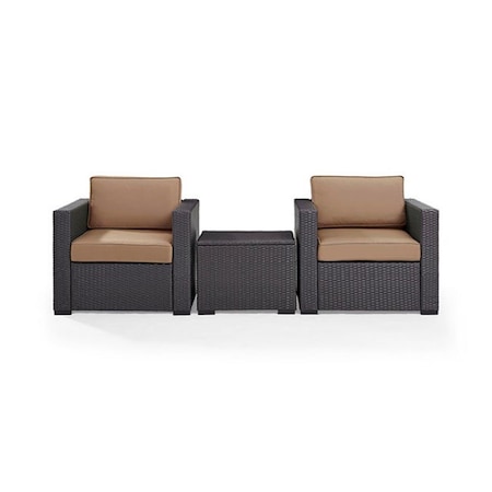 Veranda Biscayne  Outdoor Wicker Seating Set - Two Wicker Chairs & Coffee Table; Mocha, 3PK VE741798